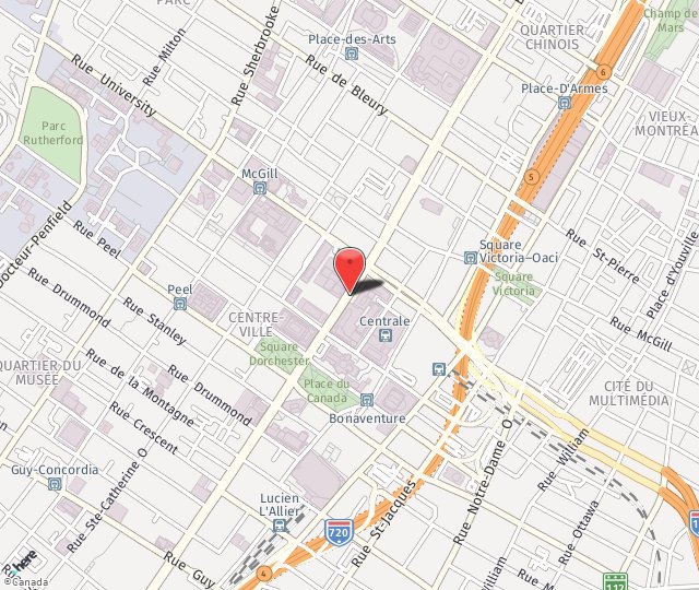 Location Map: 800, boul. Ren\u00e9-L\u00e9vesque O. Montr\u00e9al, Qu\u00e9bec H3B 1X9